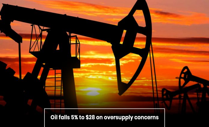 Crude declines on oversupply concerns